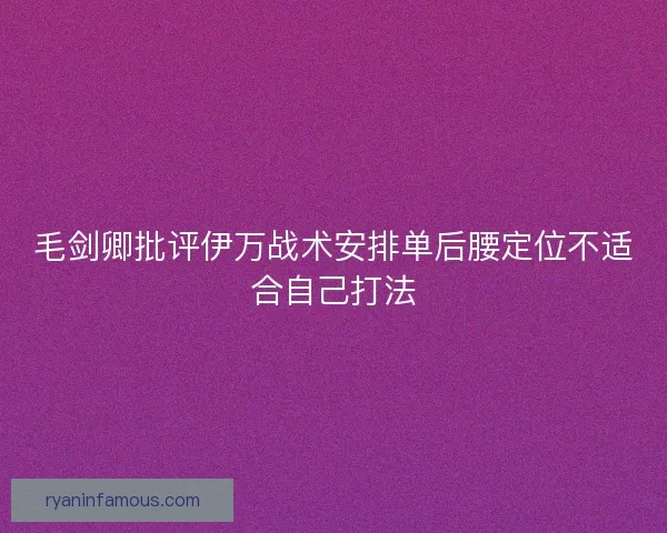 毛剑卿批评伊万战术安排单后腰定位不适合自己打法